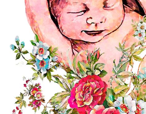 Watercolor Floral Uterus Art Print Fetus In Womb Print Woman Etsy