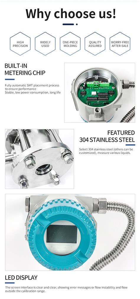 Wafer Flange Connection Type Sus304 Intelligent Vortex Steam Flow Meter