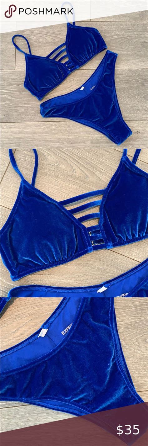 Blue Velvet Bikini Set Velvet Bikini Royal Blue Bikini Top Bikinis