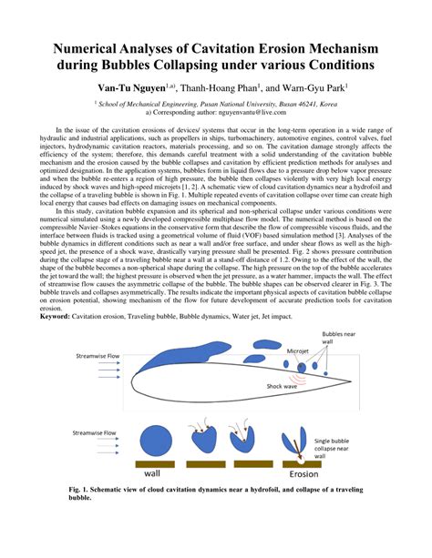 Pdf Numerical Analyses Of Cavitation Erosion Mechanism During Bubbles