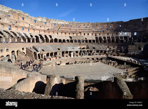 Interior or Inside of the Colosseum Amphitheatre, Coliseum, or Flavian Amphitheatre 70-80AD Rome ...