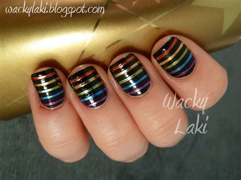 Wacky Laki: Day 9 - Rainbow Nails with Striping Tape