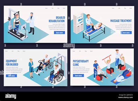 Physiotherapy Rehabilitation Clinic Concept 4 Isometric Compositions