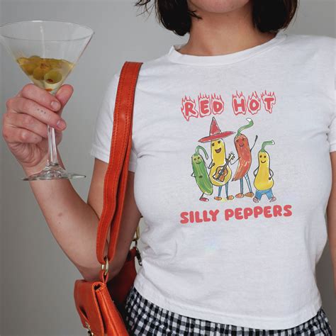 Red Hot Silly Peppers Baby Tee Grunge Clowncore Shirt Weirdcore Clothing Soft Grunge Shirt
