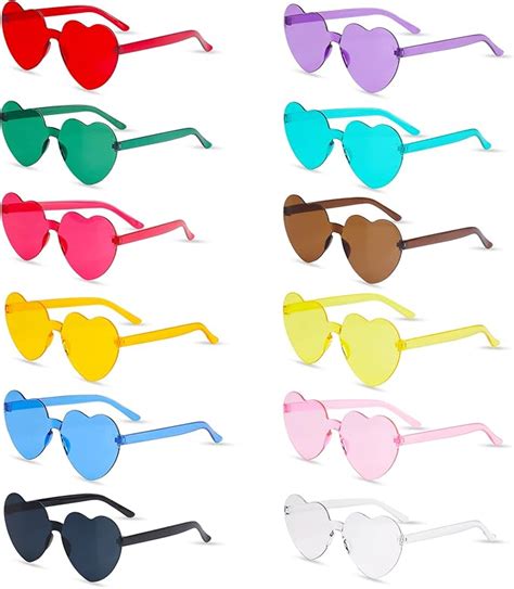 Fowecelt Herz Sonnenbrille Partybrille Set 12 Stück Herzbrillen