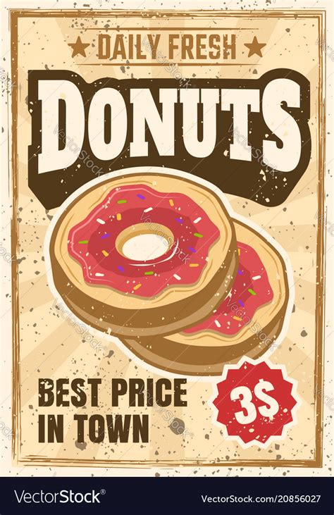 Donuts colored vintage advertising poster Vector Image