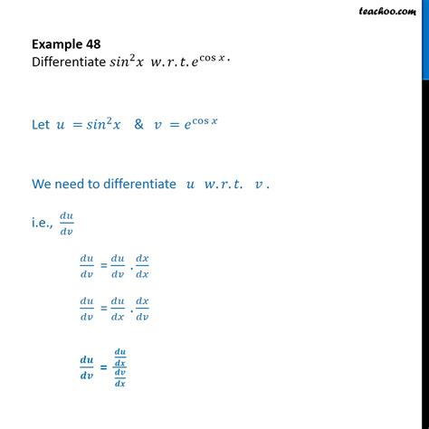 Example 48 - Differentiate sin2 x w.r.t. ecosx - Chapter 5