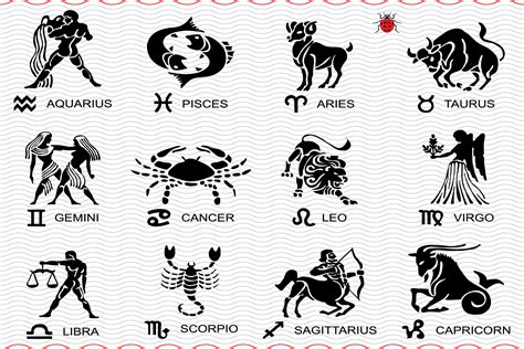 Zodiac Signs, Black Silhouette Digital Graphic by SilhouetteDesigner ...