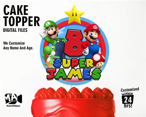 Personalised Super Mario Cake Topper Printable Cake Topper Etsy Canada