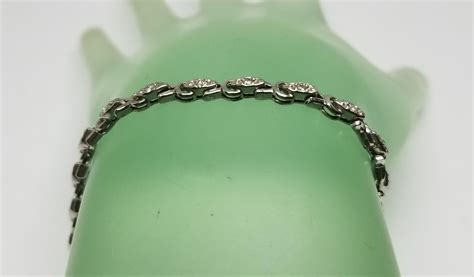 14 Karat White Gold Diamonds Antique Link Bracelet For Sale At 1stdibs