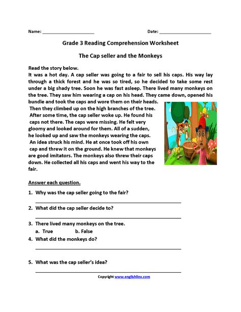 Worksheets For 3rd Graders Reading