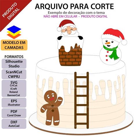 Arquivo Topo De Bolo Papai Noel Na Chamin Topo E Corte