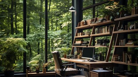 Modern Forest Home Office - Virtual Background Image for Zoom and Team ...