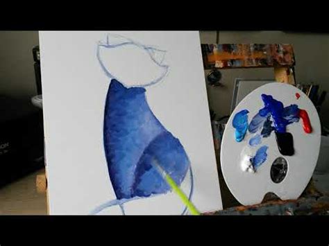 Comment Peindre Facilement Un Chat Bleu Contemporain L Acrylique