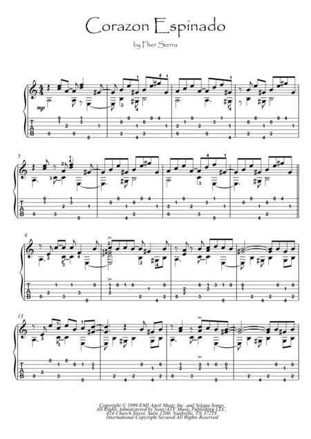 Corazon Espinado Arr Pianosheetnow By Santana Sheet Music For Guitar