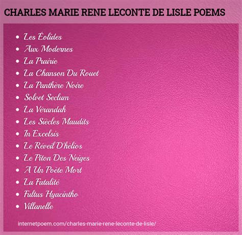 Charles Marie Rene Leconte De Lisle Rose Poems