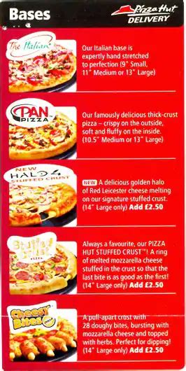 Pizza Hut Delivery Menu Menu For Pizza Hut Delivery Bethnal Green