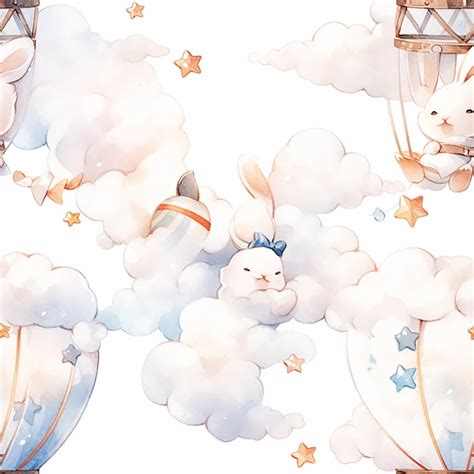 Premium Photo White Bunny In A Hot Air Balloon