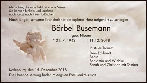 Traueranzeigen Von B Rbel Busemann Trauer Hna De