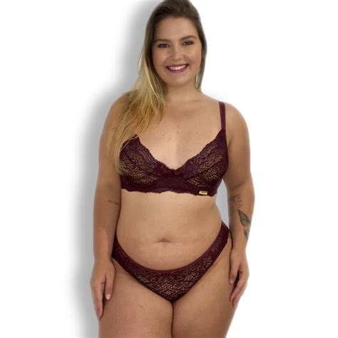 Conjunto Plus Size Rendado Lingerie Sensual Sem Bojo Aro Sem Forro Shopee Brasil