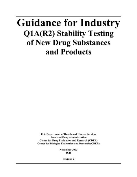 Guidance For Industry Q1ar2 Stability Testing Of New Drug Substances