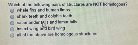Solved Which of the following pairs of structures are NOT | Chegg.com 