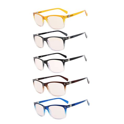 5 Pack Rectangle Blue Light Filter Reading Glasses Women Men