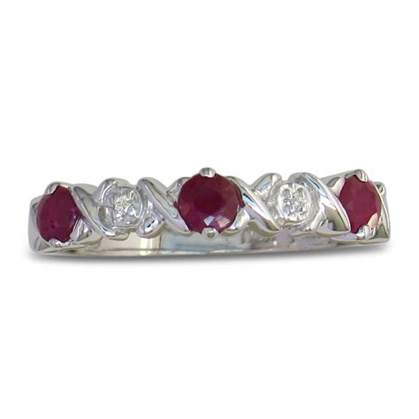 Ruby And Diamond Band In 14k White Gold | Dazzleclub