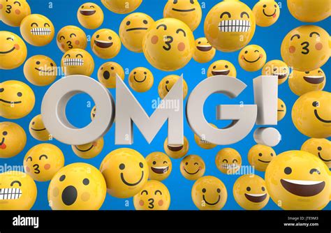 Conjunto De Caracteres Emoji Emoticonos Caras Con La Palabra Omg D