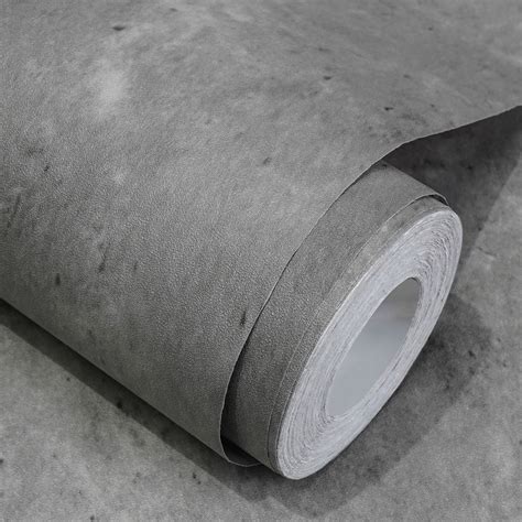 WADILE Dark Gray Concrete Wallpaper 23.6 in * 354 in, Cement Contact