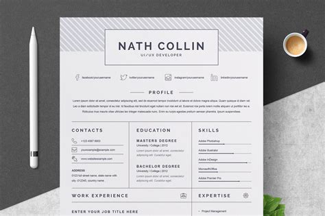 One Page Resume / CV Template Graphic by ResumeInventor · Creative Fabrica