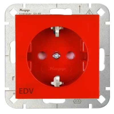 Kopp Hk Wandcontactdoos Voudig Geaard Met Shutter Edv Rood