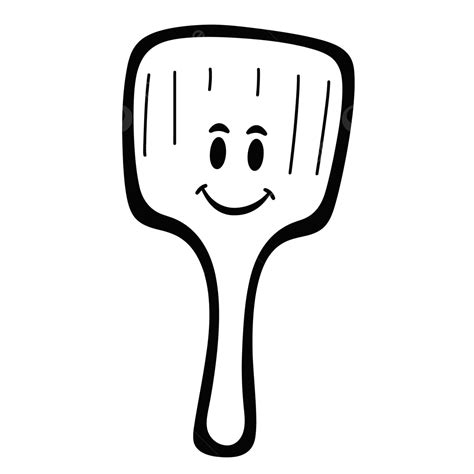 Cartoon Spatula Is Outlined And Smiling Sketch Drawing Vector Spatula