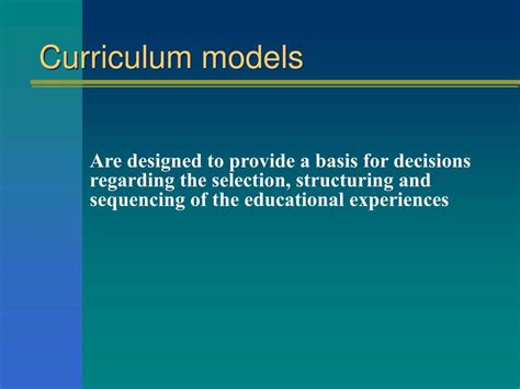 Ppt The Curriculum Models Powerpoint Presentation Free Download