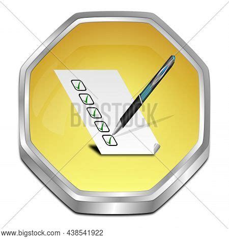 Button Check List Gold Image Photo Free Trial Bigstock