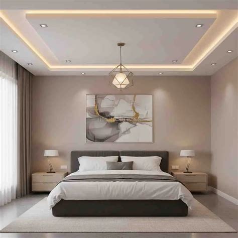 contemporary single layered false ceiling design  geometric pendant
