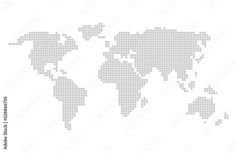 Fototapeta Pixel World Map Design Grey Pixels Vector World Map In