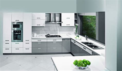 Silver Sleek Sophisticated C Shaped Kitchen Design Sleek Kitchen