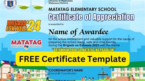 Brigada Eskwela Certificate Template | Download here!