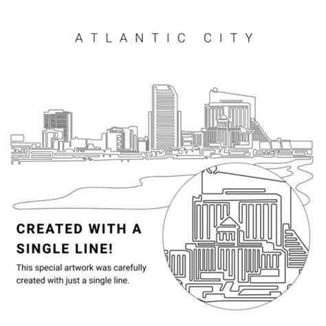 Atlantic City Skyline Vector Art - Digital Download - EverLineArt