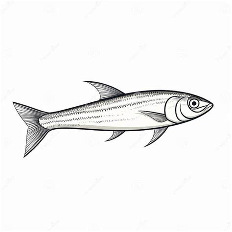 Hand Drawn Fish Illustration with Silver Precisionist Lines Stock ...