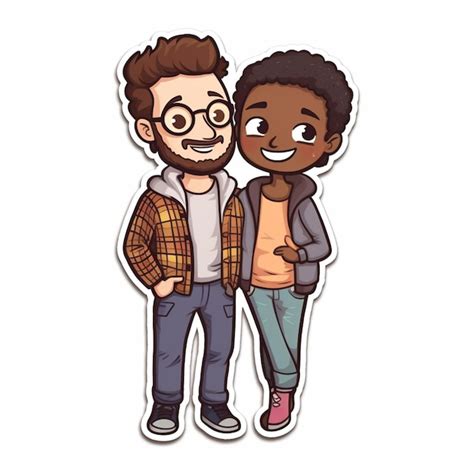 Casal De Desenhos Animados De Dois Homens Parados Um Ao Lado Do Outro