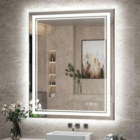 Keonjinn Led Front Light And Backlit Bathroom Vanity Wall Mirror 3 Color Temperatures Anti Fog