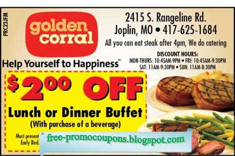 Printable Coupons 2023: Golden Corral Coupons