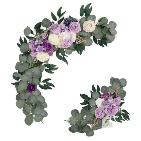 Accents 2 Piece Lavender Purple Shades Arch Flowers Swag Floral Roses