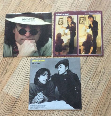 John Lennon & Yoko Ono -- lot of 3 vinyl 7" Eighties singles w/ picture ...