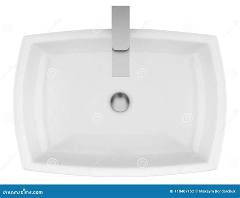 Top View Of Ceramic Bathroom Sink Isolated On White Stock Illustration