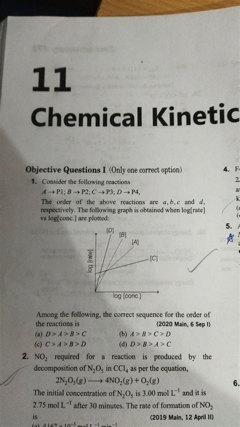 Chemica Kinetic Objective Questions I Only One Correct Option 1 Consid