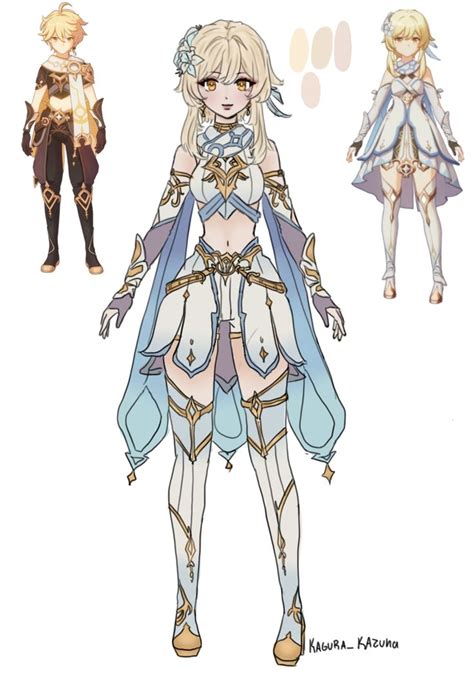 Lumine And Aether Outfit Mix In Character Art Character Design