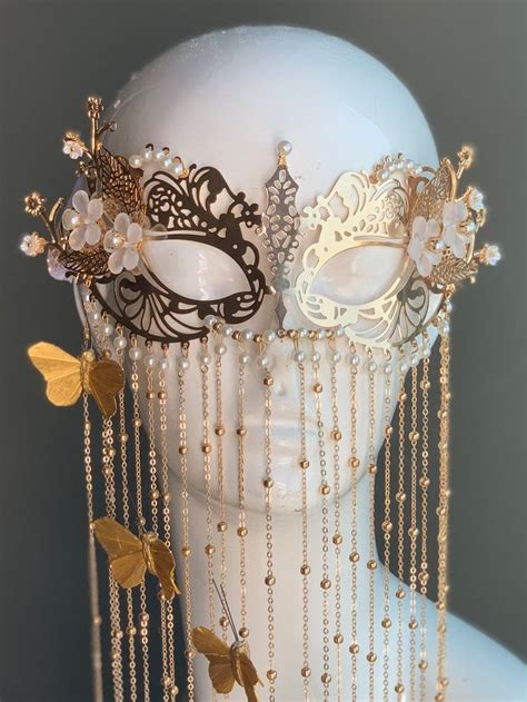 Womens Masquerade Mask Metal Butterfly Chain Gold Masquerade Store